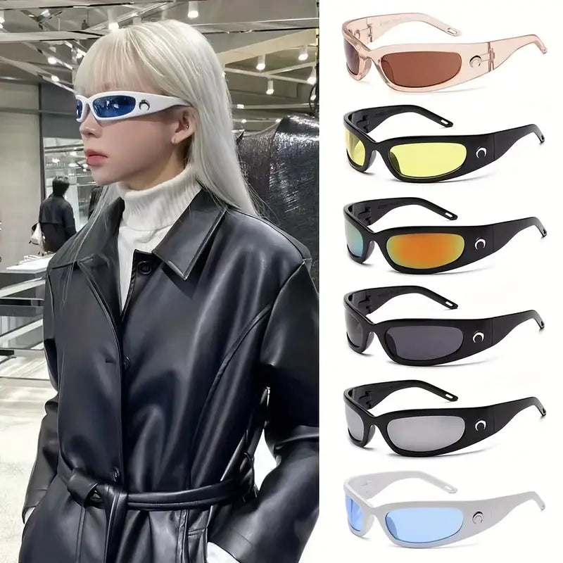 Wrap Around Sunglasses For Women Men Y2K Oval Frame Glasses Sports Cycling Eyewear UV400