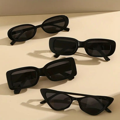 4 Pairs Black Fashion Sunglasses For Women Men Punk Anti Glare Sun Shades For Summer Beach Travel