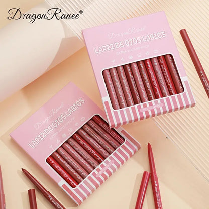 12-Color Set Waterproof Lip Liner Pen Misty Matte High Pigment Texture Nude Brown Red Multi-Purpose Cosmetic Pen Valentine's Day Gifts