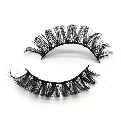 Fluffy and Dramatic 15mm Russian Faux Mink Strip Lashes, D Curl for Extra Volume, Lightweight and Reusable for Natural and Cute Looks