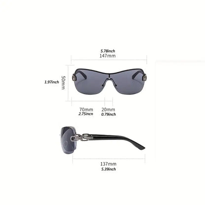 Y2K Unisex Semi-Rimless Sunglasses Gradient Lenses, Anti-Reflective, Outdoor Hiking Essential - Stylish Hollow Temples, Durable Metal Frames