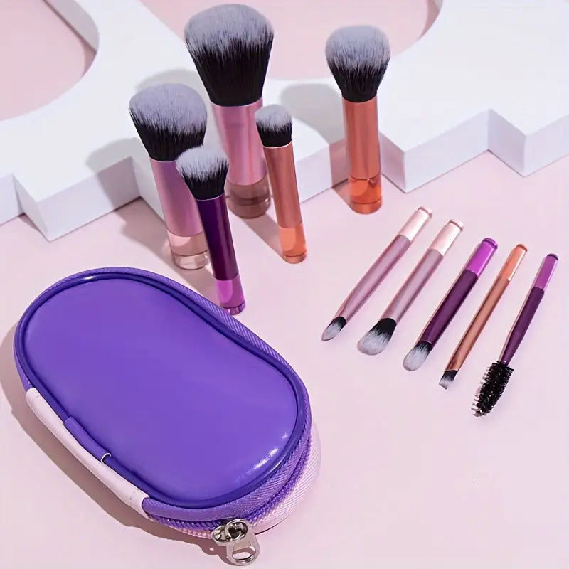 10pcs Mini Portable Fairy Crystal Transparent Handle Makeup Brushes Kit With Storage Bag Set Soft Eye Full Set Of Makeup Brush Tools For Travel Or On The Go