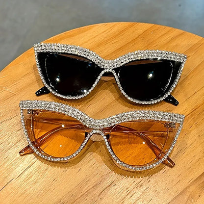 Luxury Rhinestone Cat Eye Sunglasses for Women - Glamorous Party, Prom & Climbing Accessory with Anti-Reflective Lenses