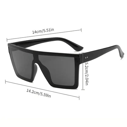 Y2K One-piece Fashion Sunglasses For Women Men Large Flat Top Mirror Lens Glasses For Driving Beach Party Club