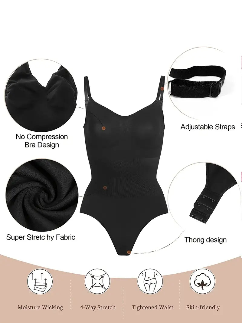 3pcs Seamless Shaping Bodysuit, Tummy Control Slimming Thong Body Shaper, Women's Underwear & Shapewear