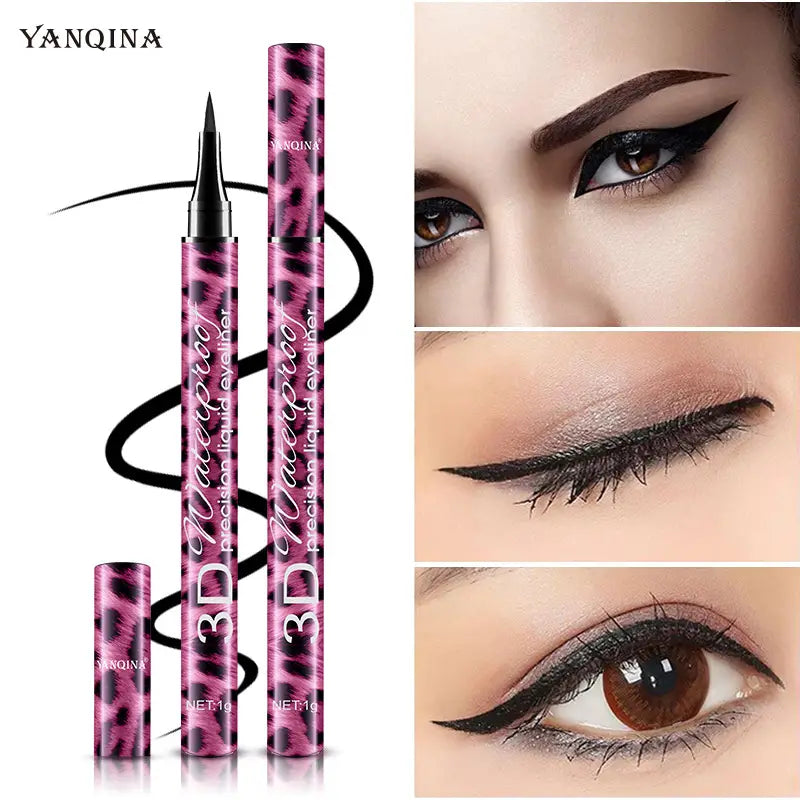 Ensemble de maquillage léopard Mascara noir + stylo eye-liner Mascaras en fibre 4D imperméables 