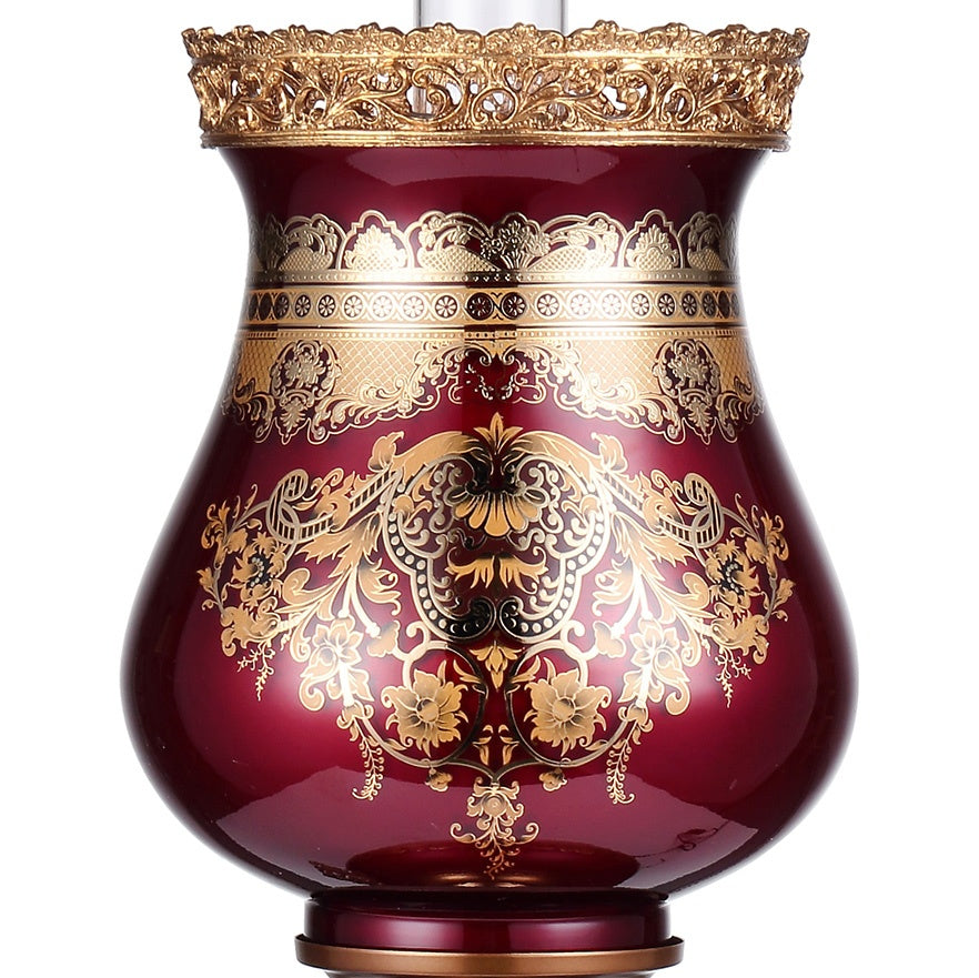 Table Lamp Bronze Ruby Red Gold