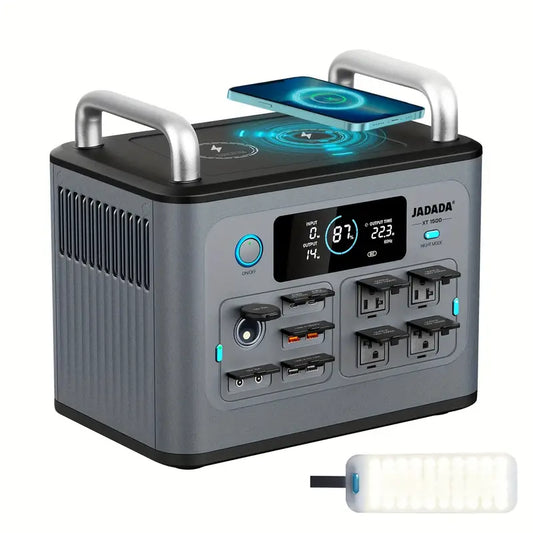 1500W Portable Power Station with Removable Magnetic Light, 1228Wh LiFePO4 Battery, Full Charge in 1.5 Hrs, 4*1500W AC Outlets, Solar Generator for Home Backup, Emergency, Outdoor RV Camping