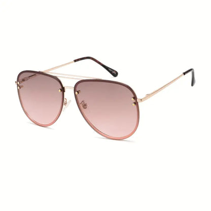 OUWEN Oversized Aviator Sunglasses For Women, Trendy Golden Frame Gradient Lens Sun Glasses 65mm 87247E