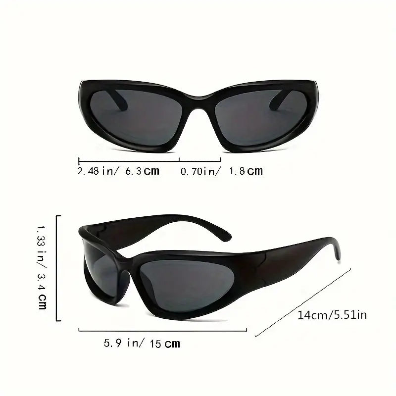 Y2K Classic Punk Sunglasses Women Steampunk Oval Wrap Around Sunglasses Mirrored Cycling Eyewear