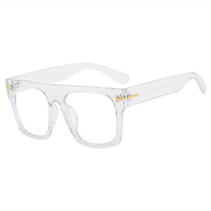 Large Flat Top Clear Lens Glasses Retro Fashion Decorative Glasses Computer Optical Spectacles For Women