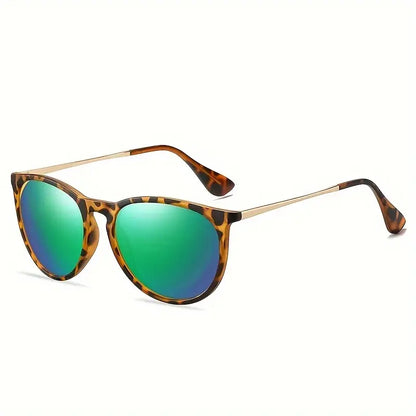 Polarized Round Fashion Sunglasses For Women Men Retro Tortoiseshell Vintage Sun Shades