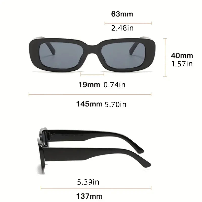 Small Frame Rectangular Sunglasses Black Simple Casual Women Sunshade Eyeglasses Hiking Driving Eyewear