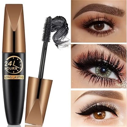 Mascara imperméable à l'eau de mascara de cils de fibre de soie 8D pour l'extension de cils noir épais cils bigoudi cosmétique 1 pièces, cadeaux de la Saint-Valentin pour les femmes