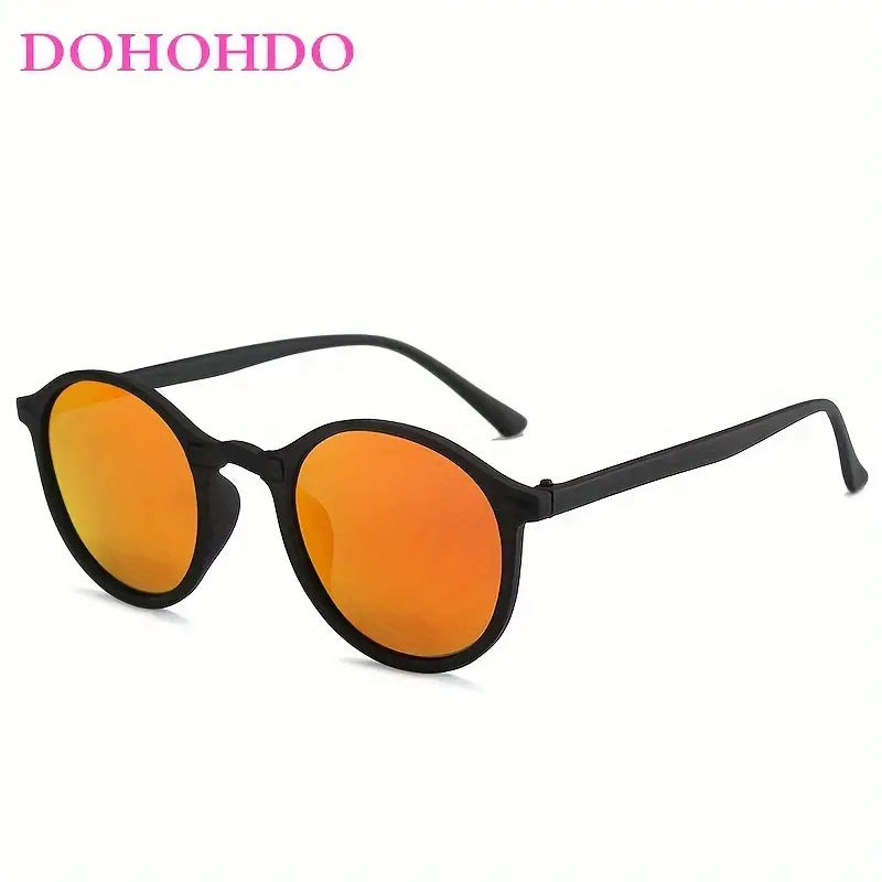 Round Frame Polarized Reflective Sunglasses, Retro Polarized Night Vision Anti-glare Driving Shades Goggle Vintage Outdoor Sports Cycling Travel Fishing Climbing Hiking Sun Glasses Without Glasses Case