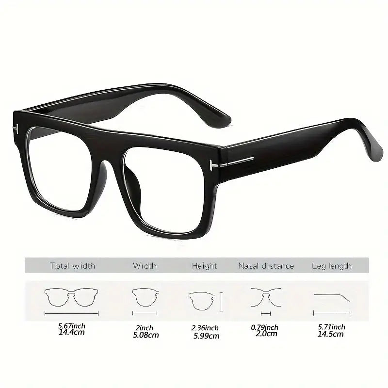 Clear Lens Glasses For Women Men Classic Square Frame Eyeglasses Minimalist Flat Top Eyewear