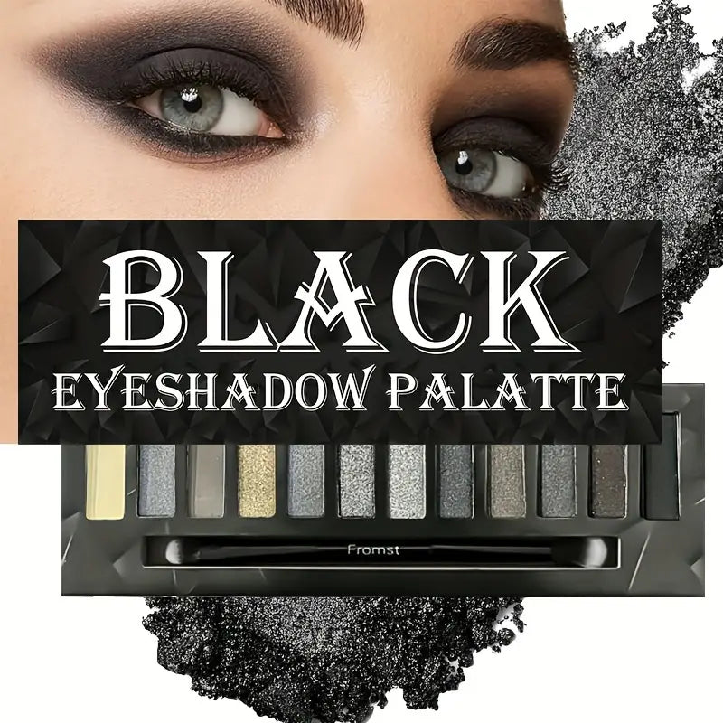 Edgy Goth Glam : Palette de fards à paupières 12 couleurs sans sulfate avec des tons noirs, marron et neutres fumés - De délicieux choix mats et chatoyants pour des looks inoubliables 