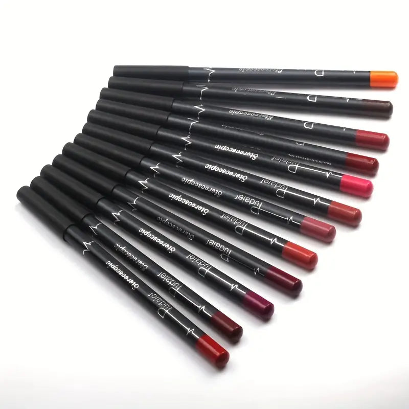 12pcs Waterproof Multi-Color Lip Liner Set For Long-Lasting, Sweat-Proof, And Natural-Looking Lips Valentine's Day Gifts