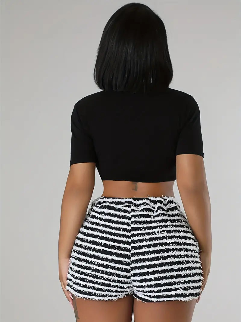 Women's Sexy High Waist Striped Print Booty Shorts - Perfect for Summer!