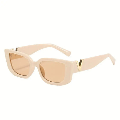 Women's Retro 90s Y2K Punk Rectangle Sunglasses - Cat Eye Style, Anti-Reflective Lenses, and Plastic Frame Material