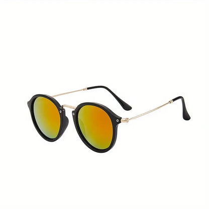 Round Fashion Sunglasses For Women Men Retro Mirror Lens Glasses For Travel Beach Party