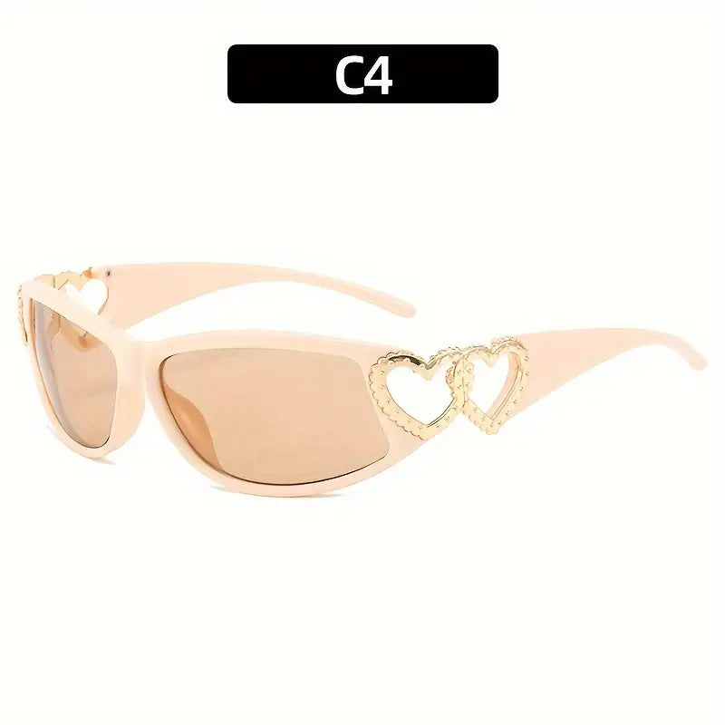 Y2K Heart Fashion Sunglasses For Women Wrap Around Gradient Fashion Sun Shades For Beach Pary Prom