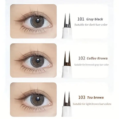 1pc Double Tip Lower Eyelash Pencil, Ultra-Fine Liquid Eyeliner, Long Lasting Quick-Drying Split Fork Eyeliner Pen