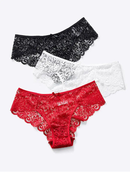 5 Pack Women's Lace Sexy Mid Waist Panties