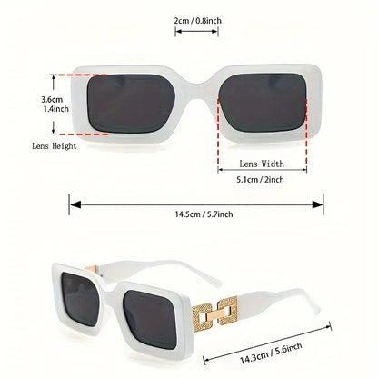 2pcs Y2K Rectangle Sunglasses For Women Men Luxury Anti Glare Sun Shades For Travel Beach Party