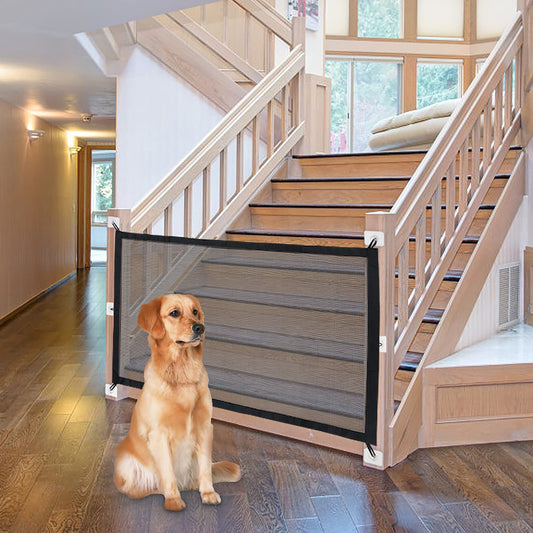 Magic Pet Gate for The House Stairs Providing a Safe Enclosure for Pets Gate, Pet Isolation Protection Gate Fence Dog Isolation Net Portable Folding Dog Safety Protection Pet Portable Folding Mesh Gate