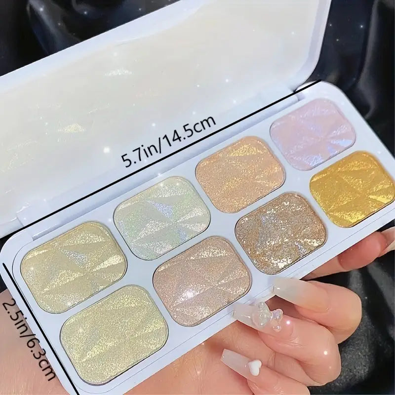 8 colors Diamond Shimmer Highlighter Palette for Face and Body - Blend and Bronze with Ease