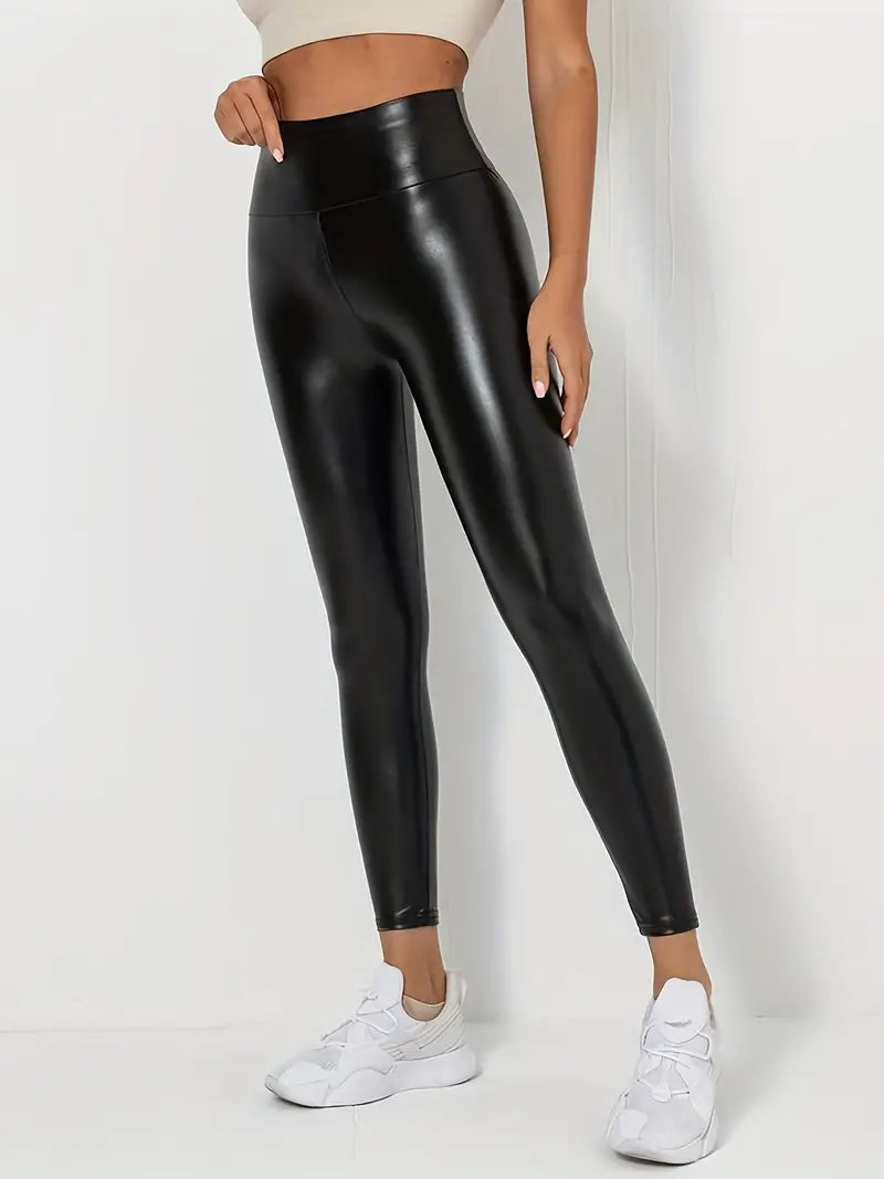 Push Up Leggings Sexy PU Leather Pants Solid Black Casual Leggings Plus Size Leggings