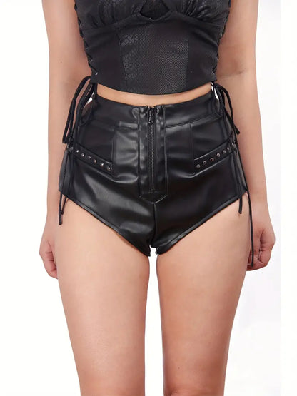 Look Sexy and Feel Comfortable in These Punk PU Zip Up Shorts With Pockets!