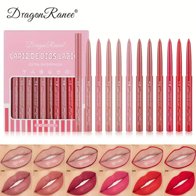 Waterproof Long-lasting Lip Liner Matte Lipstick Velvet Matte Women's Lipstick Pen Automatic Lip Liner Color Rendering Daily Natural Makeup Valentine's Day Gifts