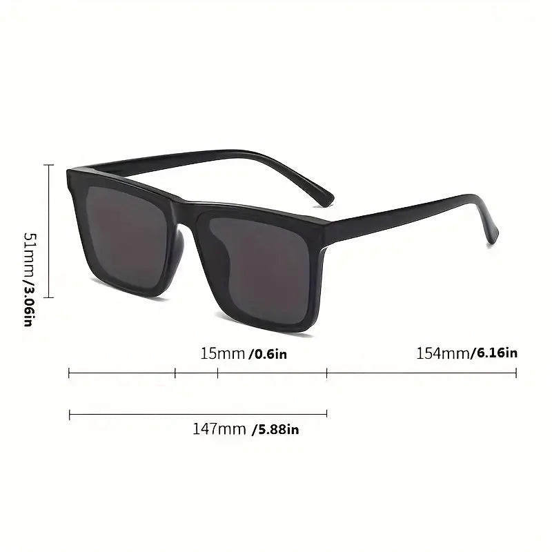 Simple Black Large Square Frame Polarized Sunglasses, Unisex Outdoor Driving Supplies Photo Props