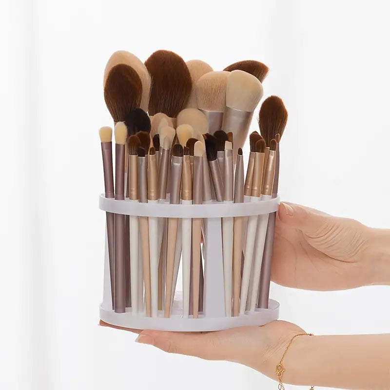 1Pc Makeup Brush Storage Holder Round Multifunctional Makeup Organizer Bathroom Countertop Storage Case Makeup Brush Air-Dry Stand Rack For Pens Pencils Eyeliner Makeup Brush