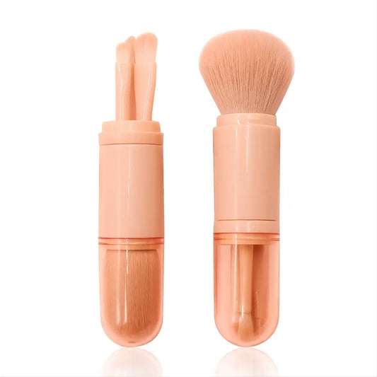 4 In 1 Makeup Brush Kit, Facial Highlight Brushes, Mini Eye Eyeshadow Brush, Retractable Handle Makeup Brush, Portable Travel Mini Loose Powder Brush, Women Cosmetics Makeup Brush Tools