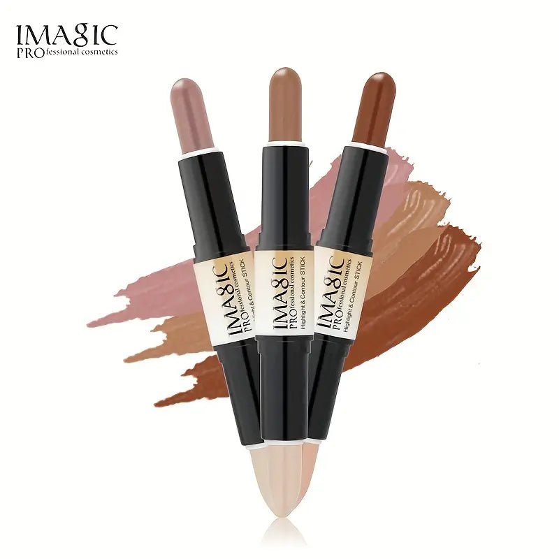 Double-ended Concealer Pen, Contour Stick Dual-purpose, Highlighter Stick, Nose Shadow Contouring Face, Covering Acne Marks Dark Circles, Brightening Makeup Stick