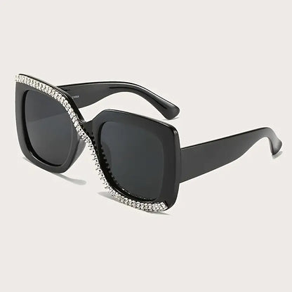 Special Design Color With Crystals Big Frame Rhinestone Bling Trendy Fashionable Sunglasses