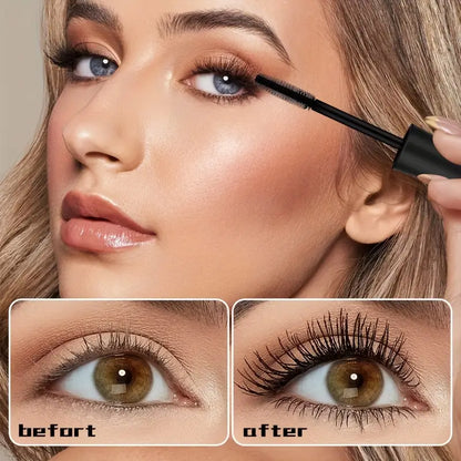 Mascara volume ultra noir avec cils en fibres, maquillage de cils imperméable, longue durée et anti-taches 