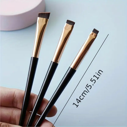 3Pcs Blade Eyeliner Brush Eyebrow Brush Portable Flat Fine Eye Liner Brow Contour Makeup Brushes Eye Cosmetic Beauty Makeup Tools Ideal For Makeup Beginner Artist