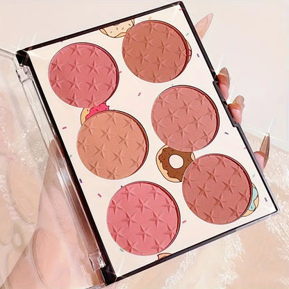 6-Color Matte Blush Palette for All Skin Tones - Waterproof, Long-lasting, Hypoallergenic, Coral/Pink/Red Shades & Cruelty-Free