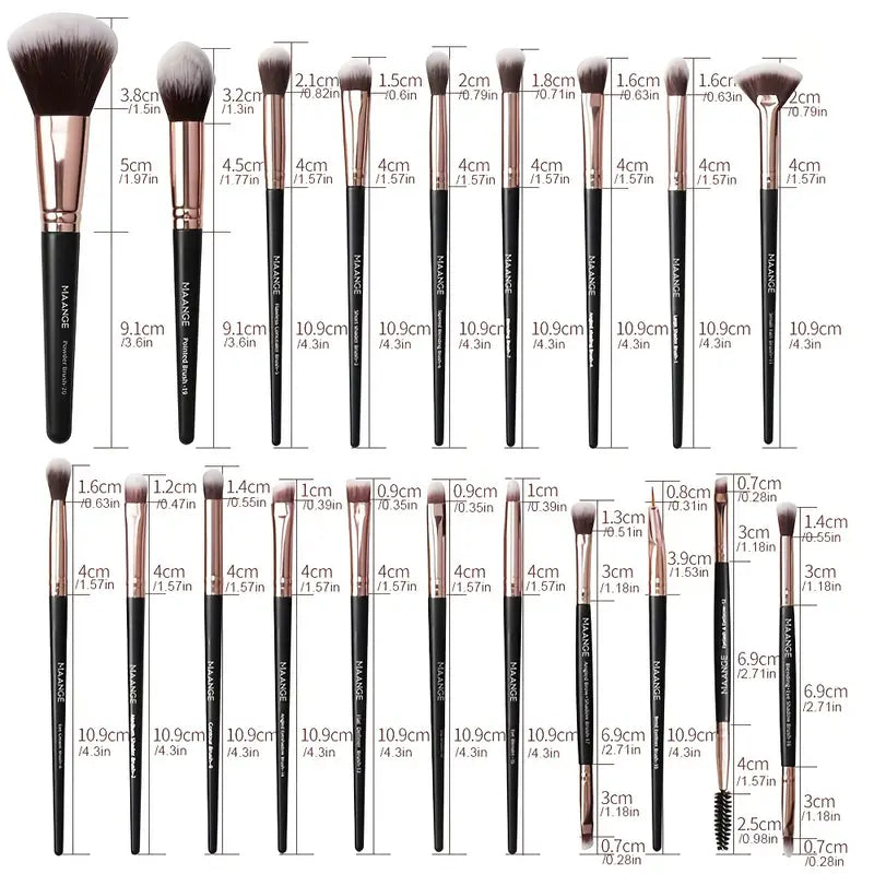 Unscented All-in-One 20-Piece Professional Makeup Brush Set: Perfect for Foundation, Blush, Eyeshadow - Nylon Bristles, ABS Rod, Ideal for Travel and Suitable for All Skin Types