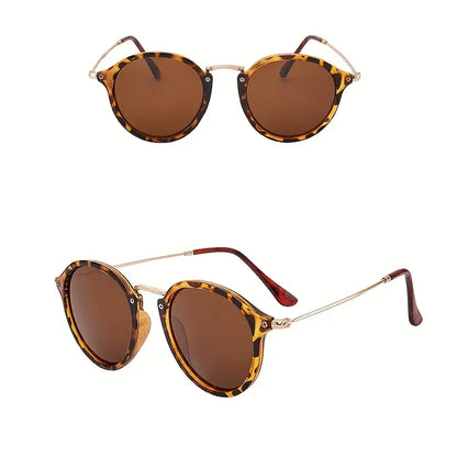 Round Fashion Sunglasses For Women Men Retro Mirror Lens Glasses For Travel Beach Party