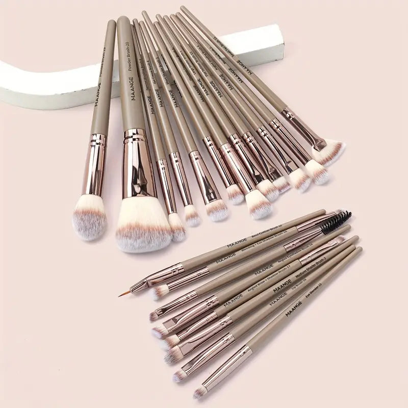 Unscented All-in-One 20-Piece Professional Makeup Brush Set: Perfect for Foundation, Blush, Eyeshadow - Nylon Bristles, ABS Rod, Ideal for Travel and Suitable for All Skin Types