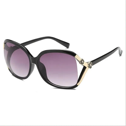 Stylish UV Protection Windproof Sunglasses: Large Frame Glasses With Camellia Detail - Perfect for Sports & Vacations!