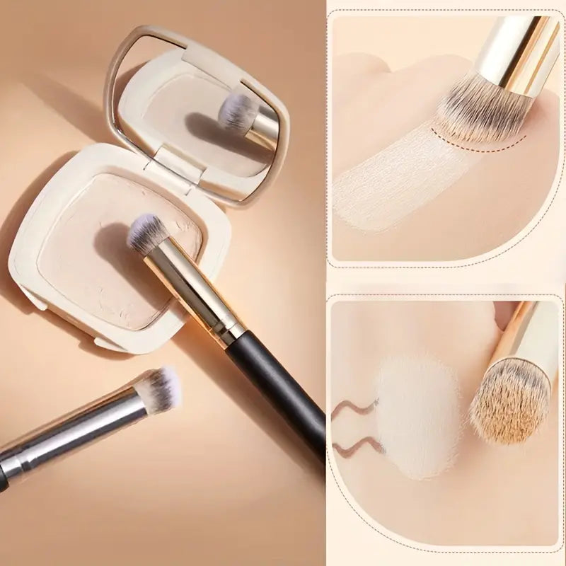 Under Eye Concealer Brush Mini Angled Flat Top Kabuki Nose Contour Brush Soft Dense Bristles Full Coverage For Concealing Blending Setting Buffing With Powder Liquid Cream Cosmetic Pro Small Makeup Foundation Brush