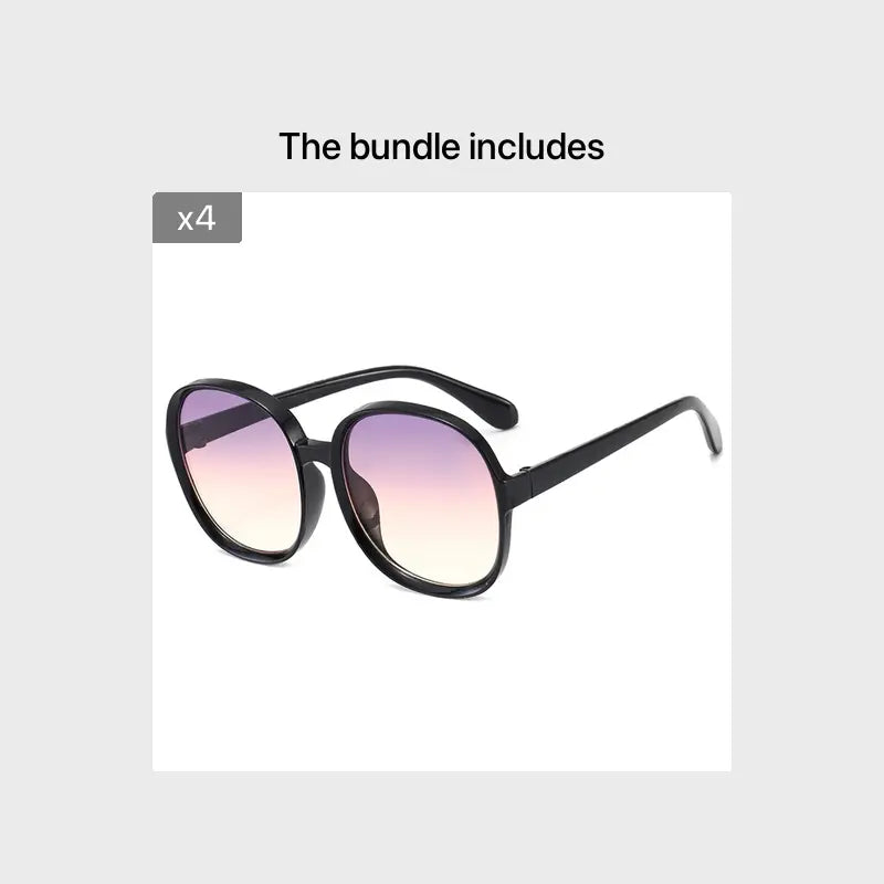 Round Oversized Frame Sunglasses Gradient Lens Women Sunshade Eyewear Outdoor Driving Fishing Eyeglasses