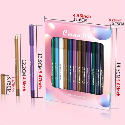 Multi-purpose High Pigment 12 Inclusive Matte Colors Eyeliner/Eyeshadow Pen - Create Brilliant Looks & Unleash Artistic Creativity