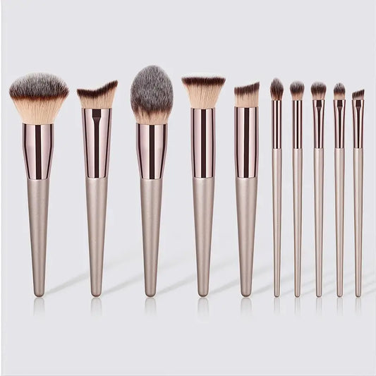 Pro Multi-Functional Expert 10pc Makeup Brush Set: All-n-One, Premium Nylon Bristles, Durable ABS Plastic Rod, Alcohol-Free, Perfect for All Skin Types